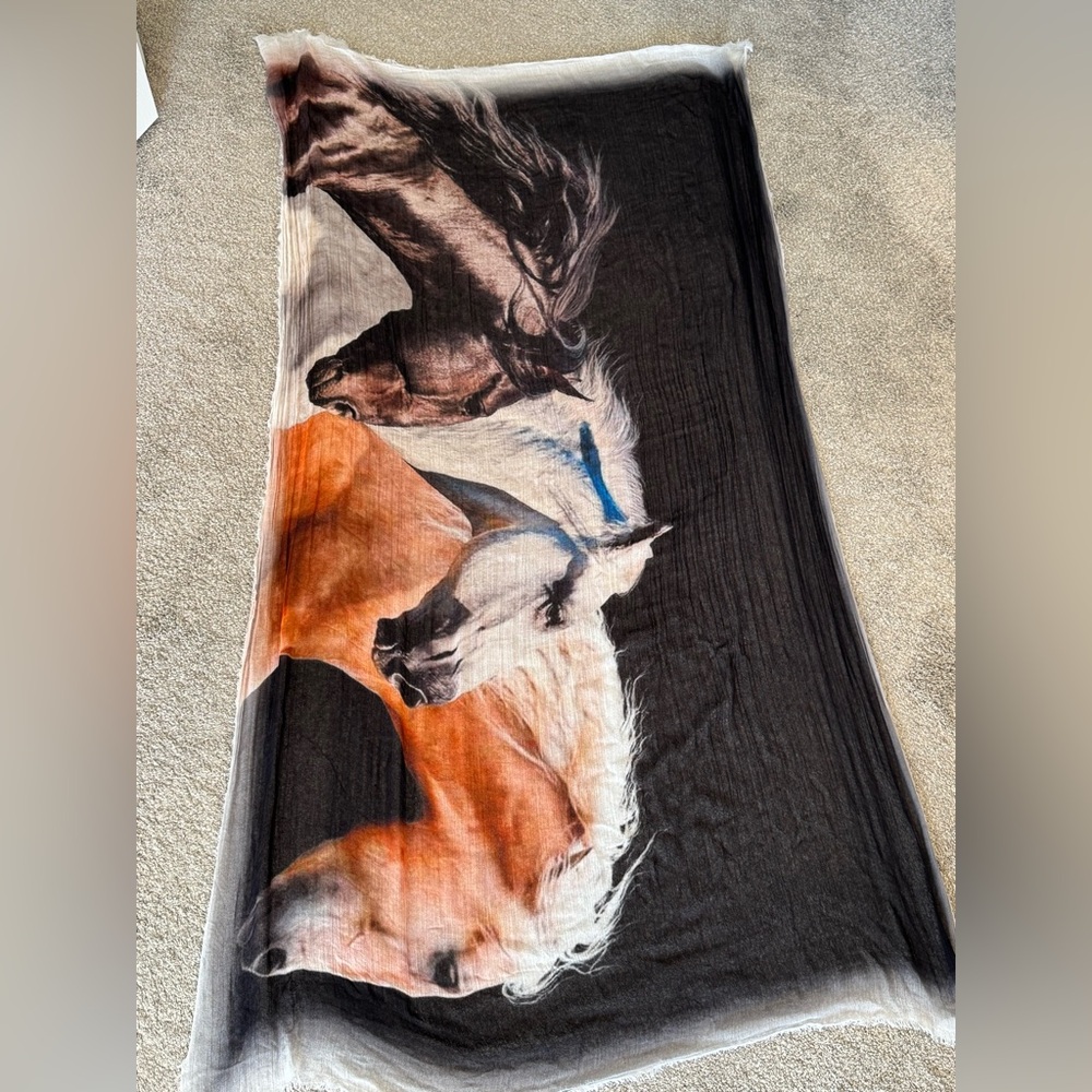 Blue Pacific Micromodal Wild Horse Scarf - Picture 3 of 11